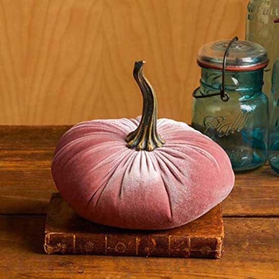 Your Heart's Content Large Velvet Pumpkin Blush Pink fall decor halloween decor handmade