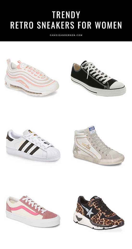 Style expert, fashion blogger, influencer and journalist Candie Anderson of Candieanderson.com has the scoop on 19 trendy retro sneakers for women of all ages in the hottest styles, colors, prints and price ranges.