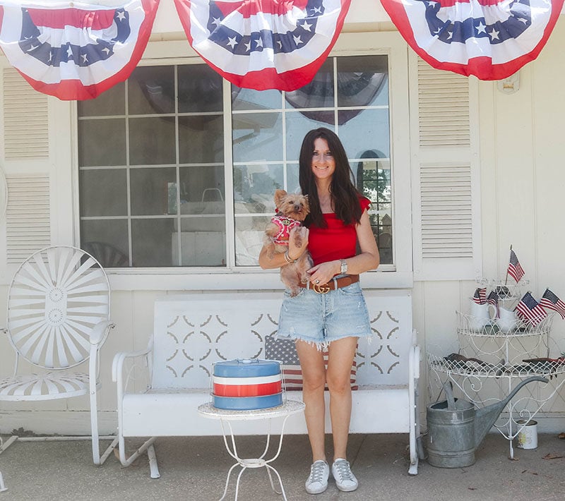 Style blogger, Candie Anderson shows you how to pair white vintage inspired Golden Goose retro sneakers with distressed denim shorts and a basic shirt on candieanderson.com.