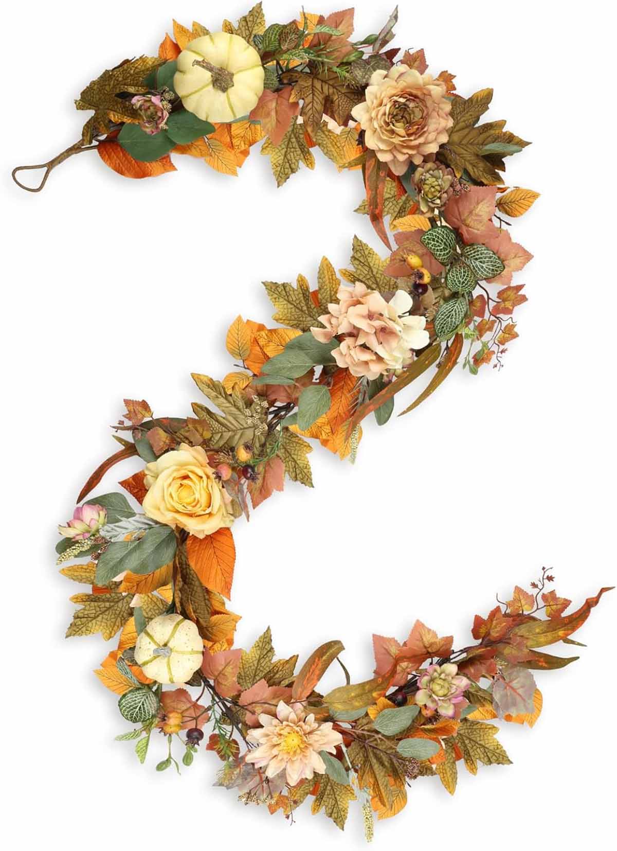 Amazon Fall Leaf Garland with Pumpkins, Pinecones & Flowers best fall garlands