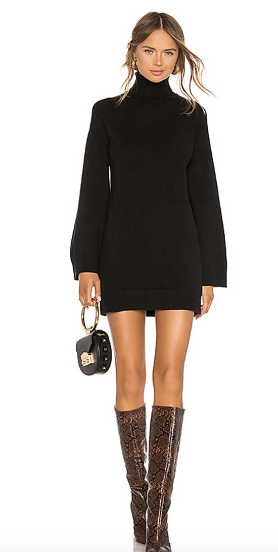LPA Fallon Sweater Dress Turtleneck Black fall dresses women