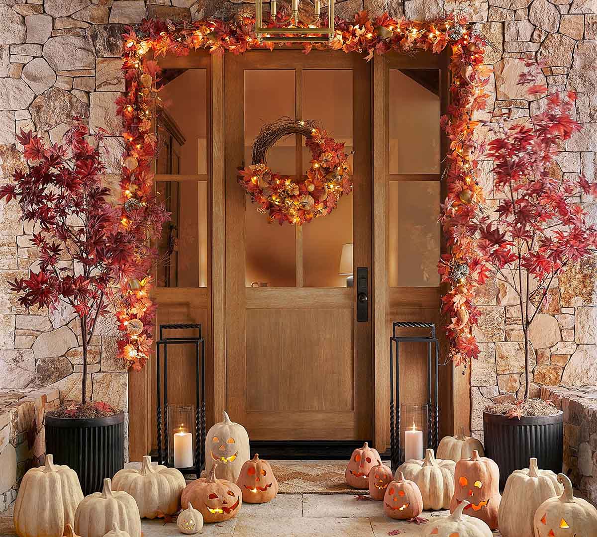 Pottery Barn Faux Lit Harvest Garland best fall garlands