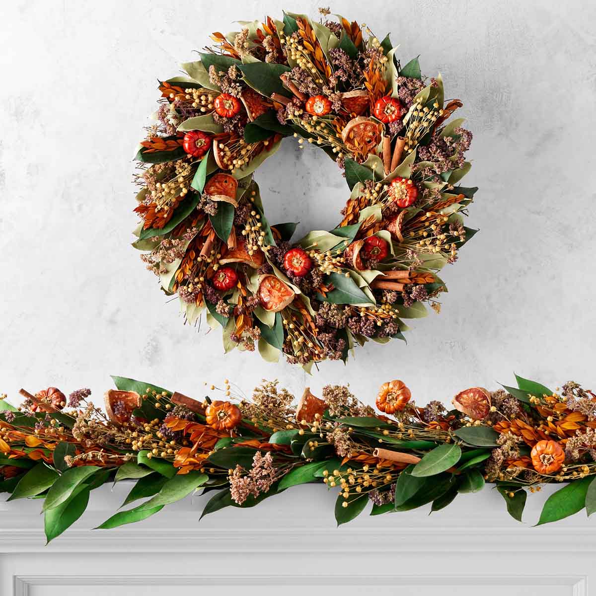 Pottery Barn Quince and Cinnamon Stick Dried Wreath & Garland best fall garlands