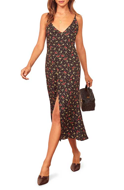 REFORMATION Bates Sleeveless Midi Dress, Main, color, REBECCA Bates Sleeveless Midi Dress Rebecca Floral Print