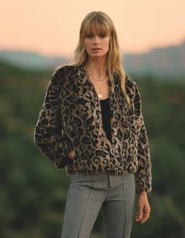 Velvet by Graham & Spencer Plush Leopard Jacket Brown Motif teddy bear coats women
