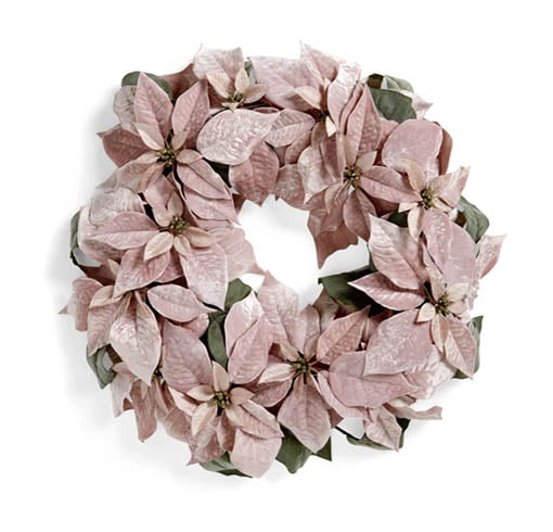 ALLSTATE Velvet Poinsettia Wreath blush pink holiday decor christmas
