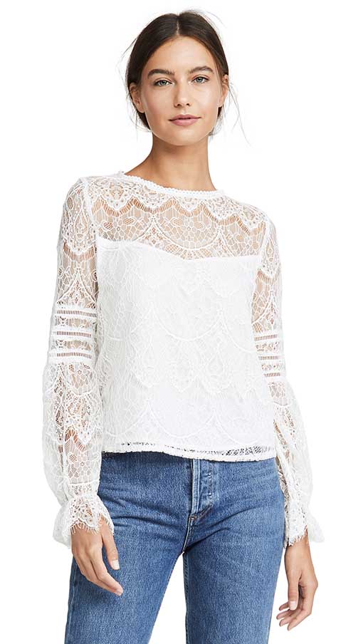 BB Dakota Smoke & Mirrors Top Ivory lace holiday party tops 
