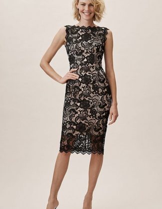 BHLDN Claudette Dress Black midi dresses holiday parties party