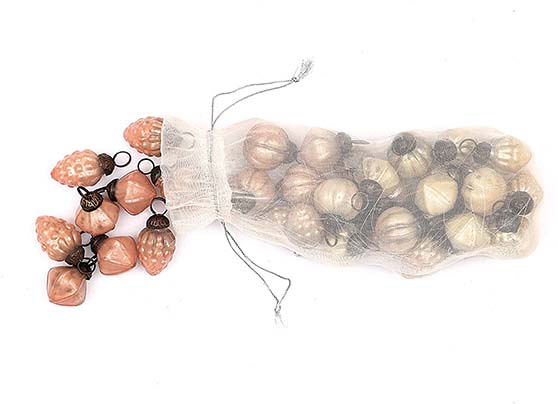 Creative Co-op Set of 36 Gold & Pink Embossed Mercury Glass Ornaments