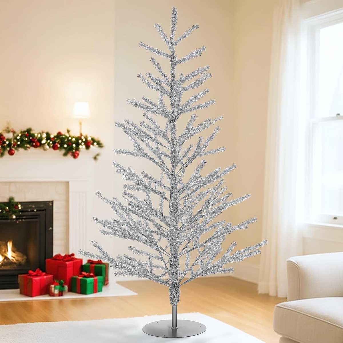 ElectricWise 48” Aluminum Tinsel Tree SIlver christmas trees best