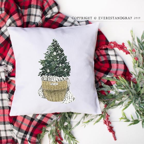 EverestAndGray Rustic Christmas Tree Farmhouse Pillow Cover farmhouse holiday throw pillows