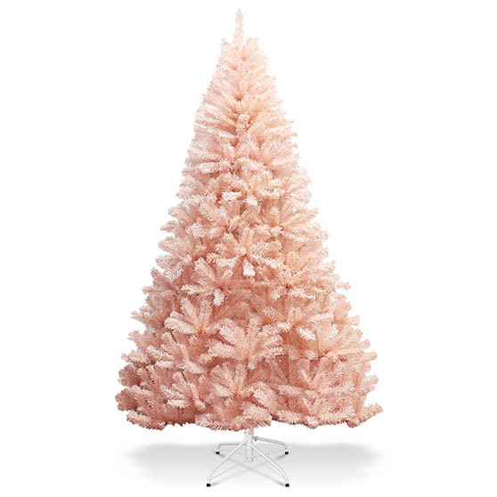 Giantex 7ft Pink Artificial Christmas Tree 937 Hinged tips w/ Metal Stand Holiday Season blush pink christmas decor
