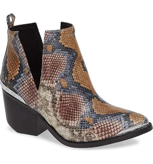 JEFFREY CAMPBELL Cromwell Cutout Western Boot Grey Wine Snake Print Leather boots women