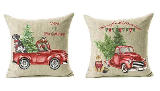 Lanpn 24x24 Christmas Throw Pillow Covers Set of 2, Decorative Farmhouse Outdoor Merry Christmas Xmas Cushion Lumbar Pillow Shams Cover 