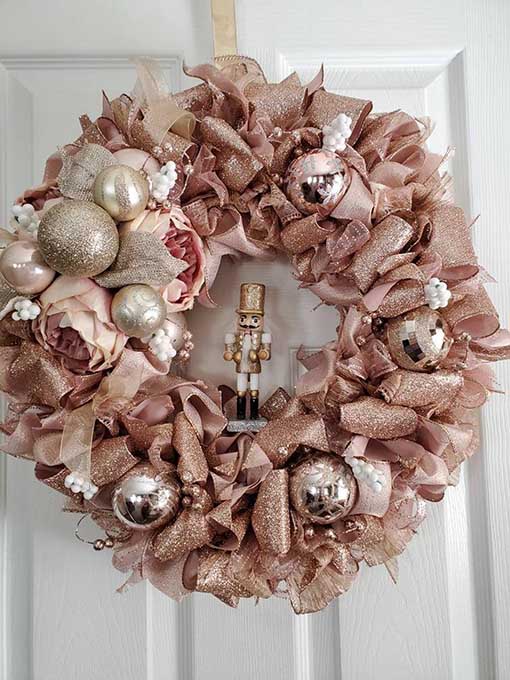 MazzaCollectionbyCJM Little Toy Soldiers Blush Pink holiday wreath 