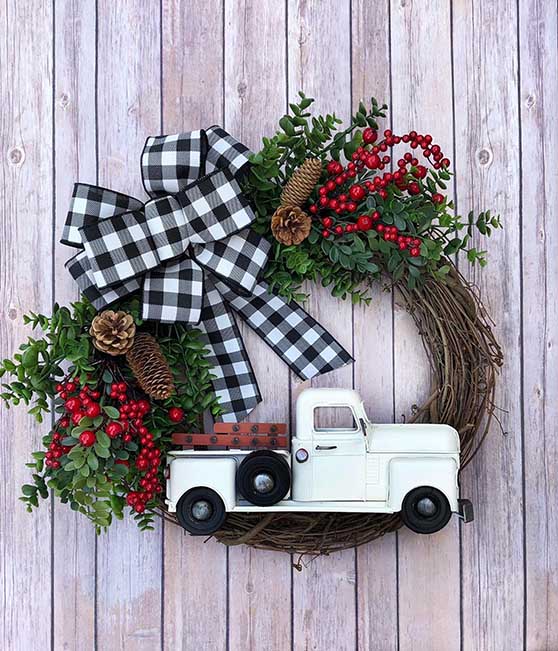 RusticDoorWreaths Farmhouse Wreath Truck holiday wreaths 
