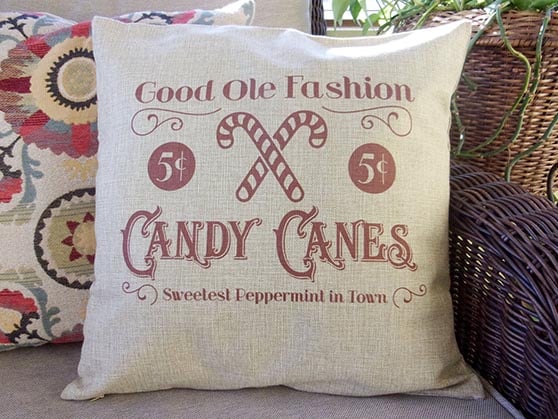 RusticJoyDecor Candy Canes Pillow Cover farmhouse holiday throw pillows