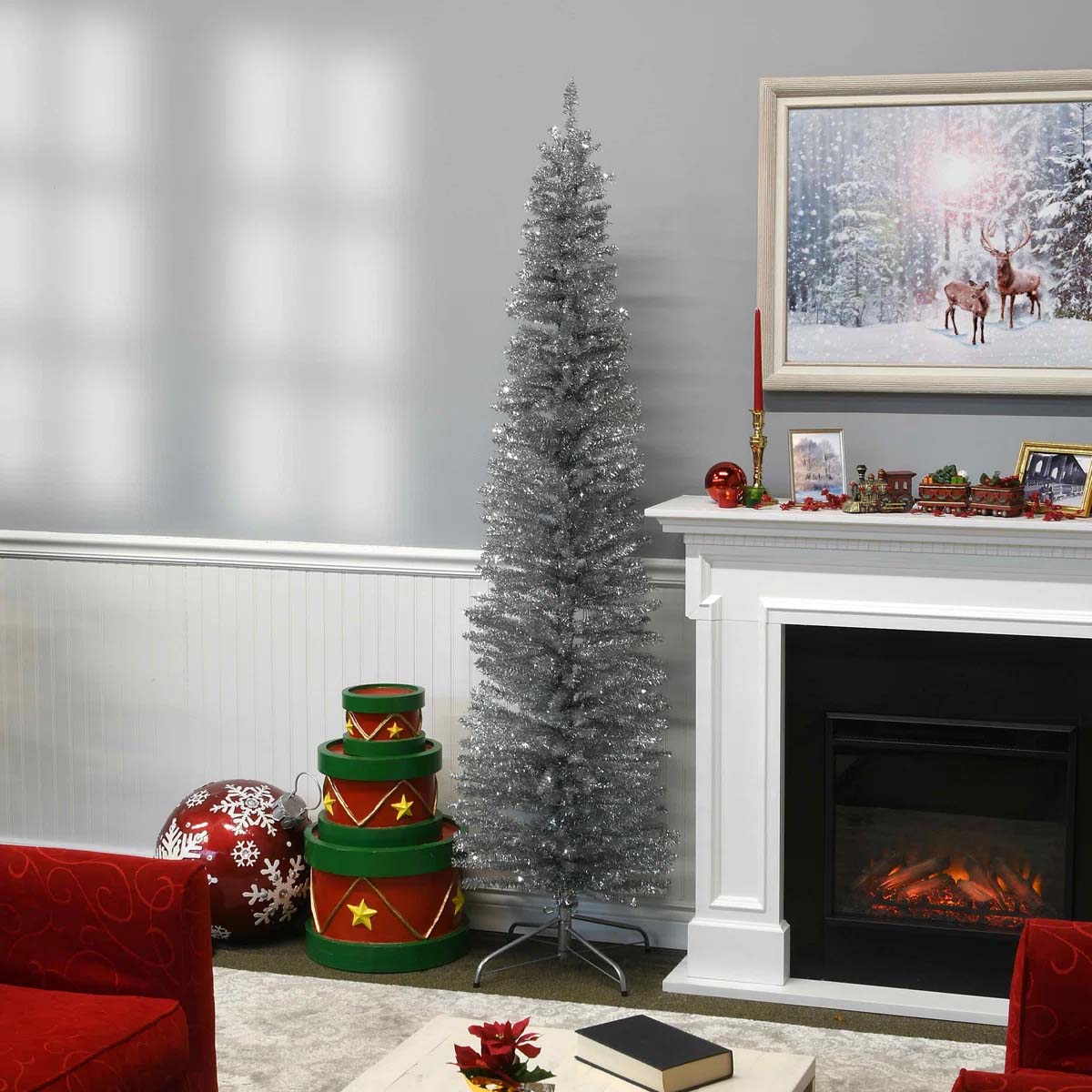 The Holiday Aisle Silver Tinsel Tree best silver christmas trees