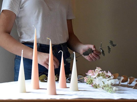 TheWaxStudio Blush Pink Beeswax Candle Cone Pillar holiday decor christmas