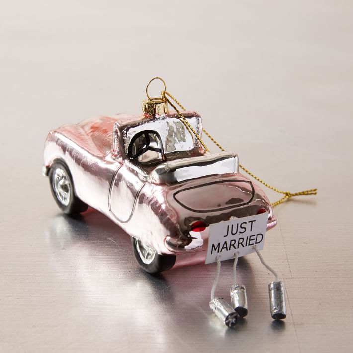 West Elm Celebration Ornament - Just Married wedding blush pink holiday decor