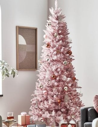 West Elm Pink Tinsel Tree Small Tree blush pink holiday decor christmas tree
