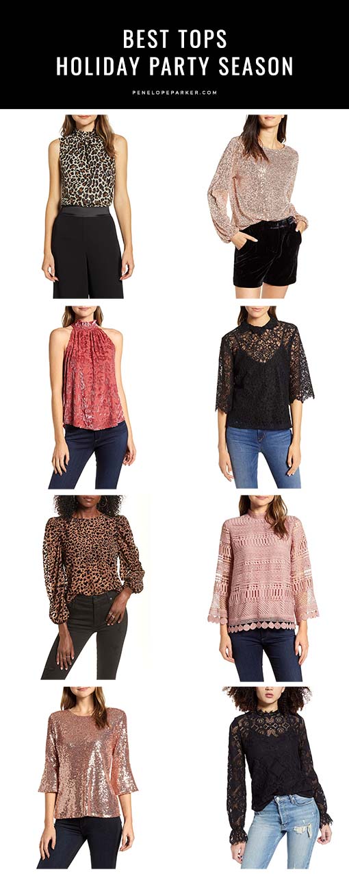 Style expert, journalist and fashion blogger, Candace Rose Anderson of the blog Candie Anderson (candieanderson.com) has the scoop on 30 trendy tops that will dress up any outfit this holiday season!