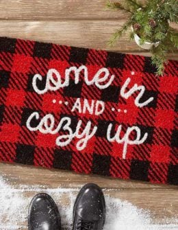 Amscan Come In and Cozy Up Doormat, Front Porch Decor winter doormats red black buffalo check plaid