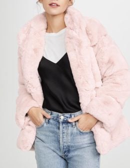 Apparis Sarah Faux Fur Jacket Blush Pink winter coats women