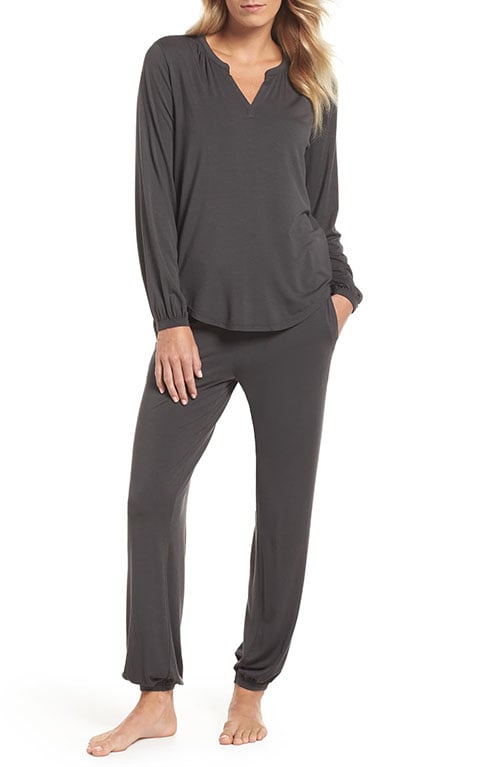 BAREFOOT DREAMS Namaste Two-Piece Lounge Set Carbon winter pajama set pajamas