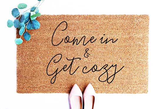 BlueSparrowDesignsCo Come in and Get Cozy winter doormats 