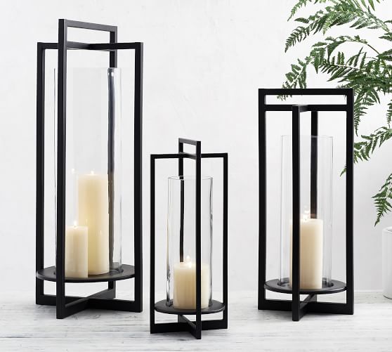 Pottery Barn Brooks Cross Bar Lanterns Black soda lime glass pottery barn spring 2020 buy more save more sale 