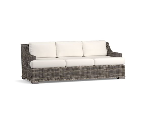 Pottery Barn Huntington All-Weather Wicker Slope Arm Sofa spring 2020 furniture home decor sale