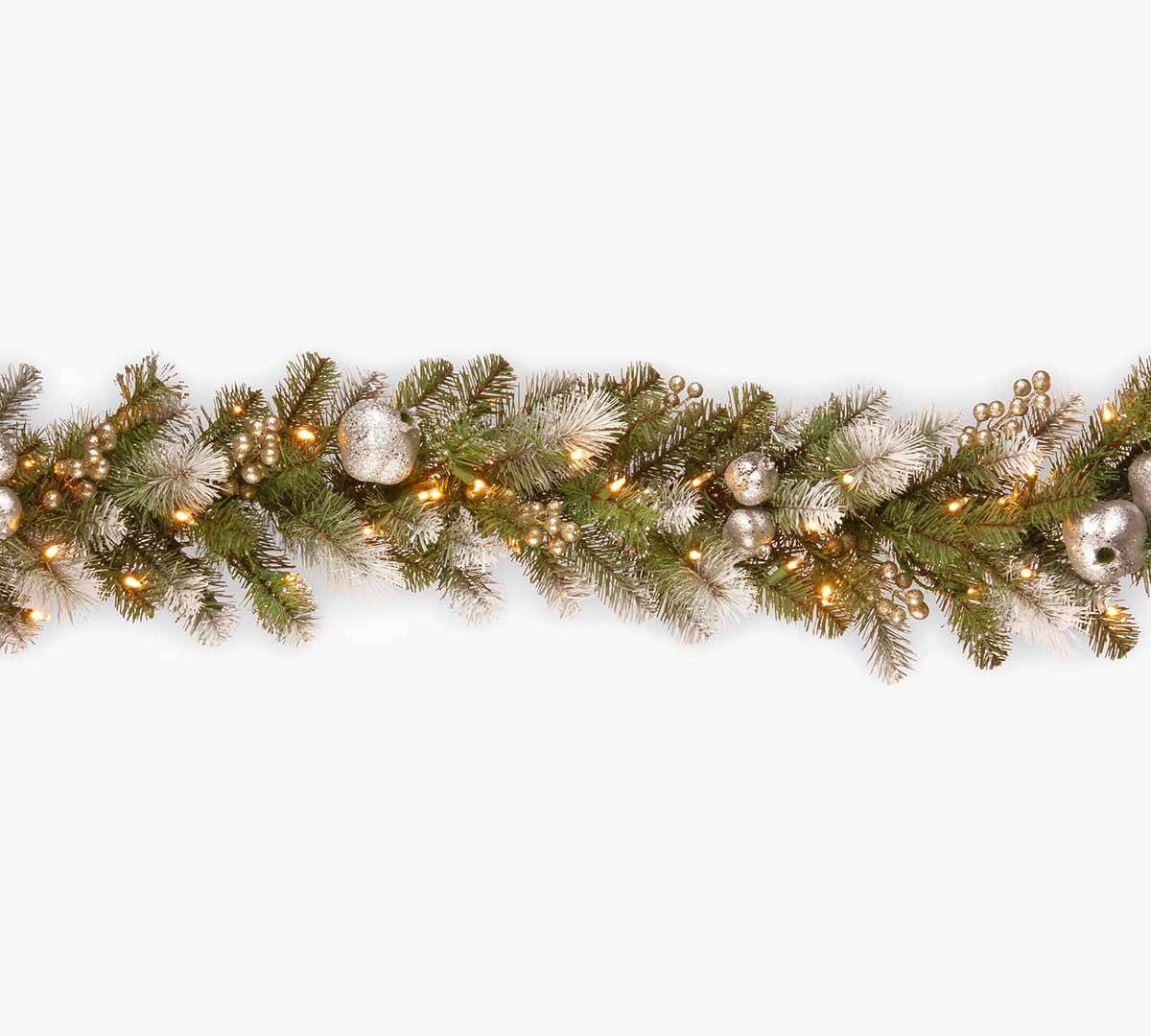 Pottery Barn Lit LED Faux Mixed Pine Glitter Garland best holiday garlands