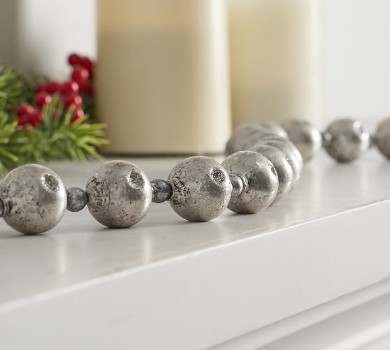 Pottery Barn MERCURY GLASS BALL GARLAND holiday garlands christmas decor tree mantel