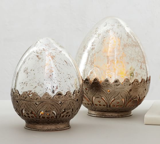 Pottery Barn Madeline Mercury Glass Eggs Small Large 30 percent sale