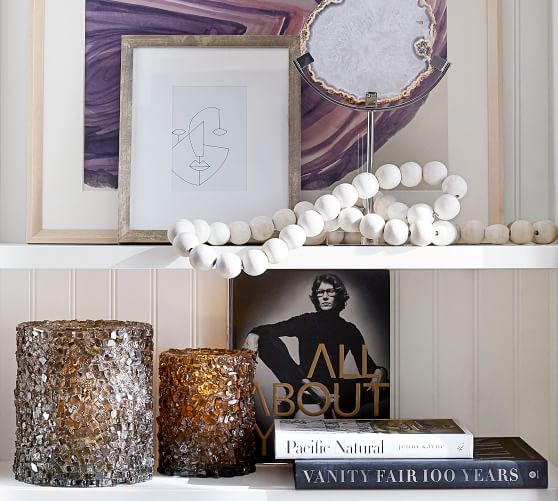 Pottery Barn Rock Crystal Candle Holders Smoke small votive large mosaic