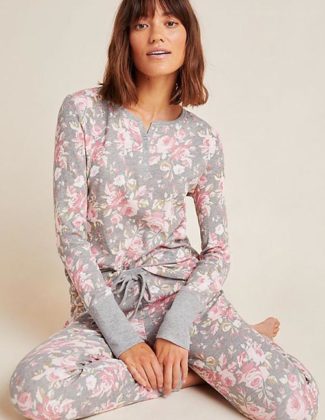 Splendid Cozy Thermal Sleep Set Vintage Floral Print pajamas pajama long sleeve pant