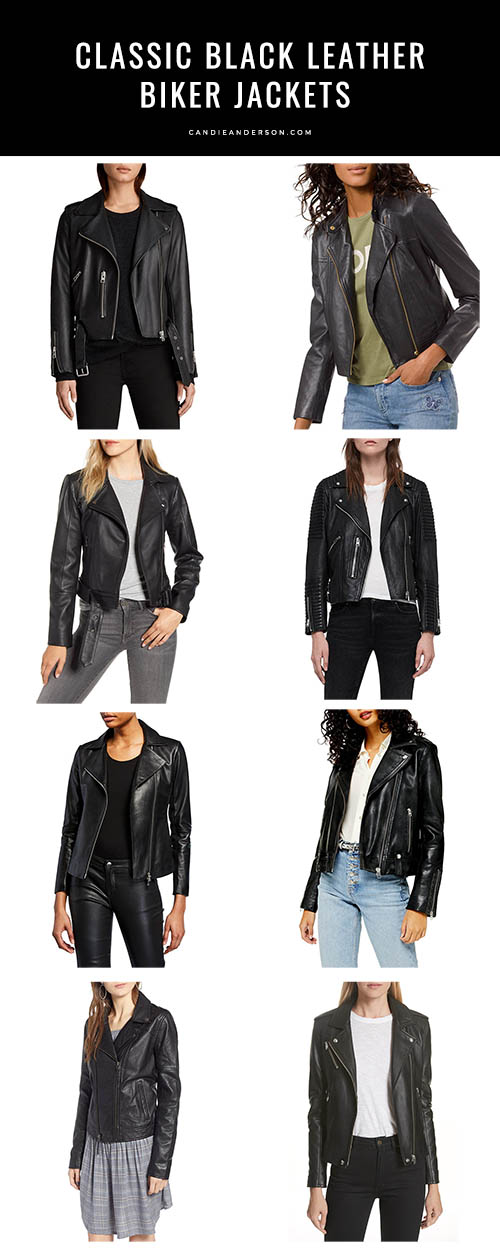Style expert, journalist and fashion blogger Candace Rose Anderson of the blog Candie Anderson (candieanderson.com) has the scoop on 21 classic leather black biker jackets and moto jackets every woman needs! They can be worn throughout the year with dresses, skirts, jeans and pants! They'll also make great holiday gifts for the lady in your life.