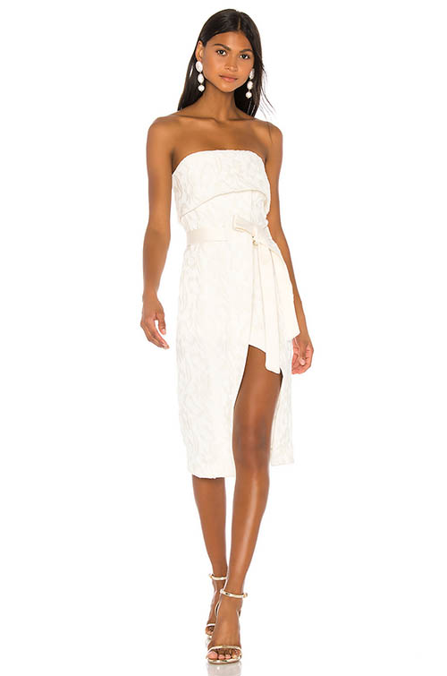 Alexis Isotta Dress White Floral Jacquard strapless dresses