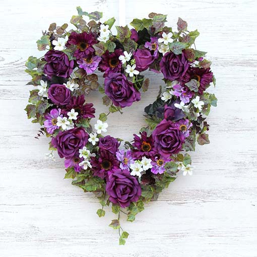 Astoria Grand 20" Polyvinyl Chloride (PVC) Wreath purple roses valentines day wreaths