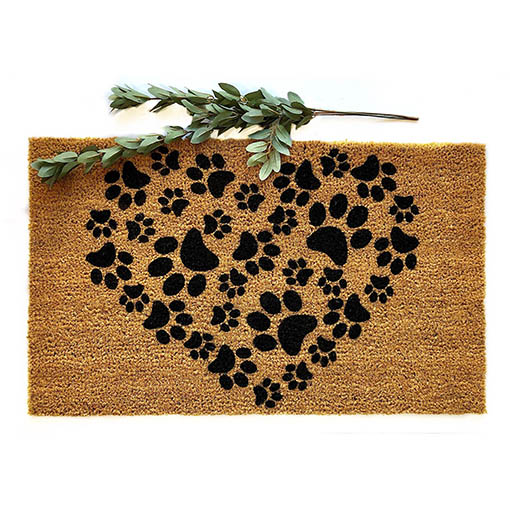 BensonThreads Heart Paw Print Doormat valentines day doormats 