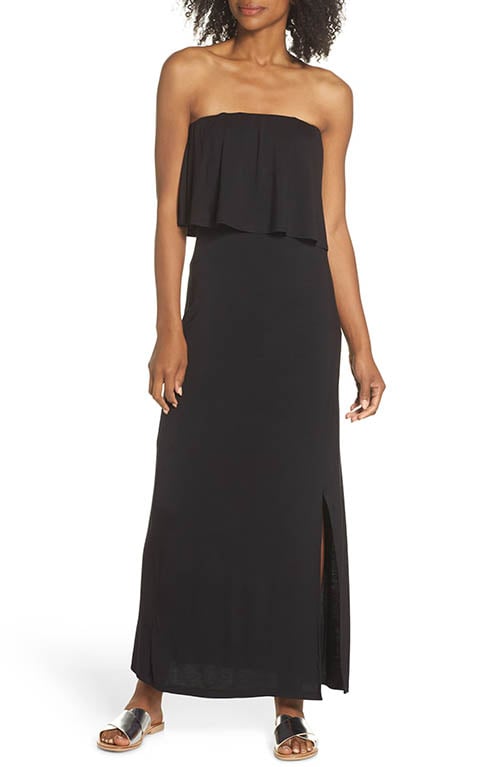 Fraiche By J Strapless Popover Maxi Dress Black strapless dresses 