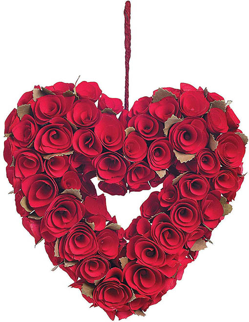 Fun Express Red Rose Heart Wreath for Valentine's Day (10 inch) Home Decor valentine's day wreaths 