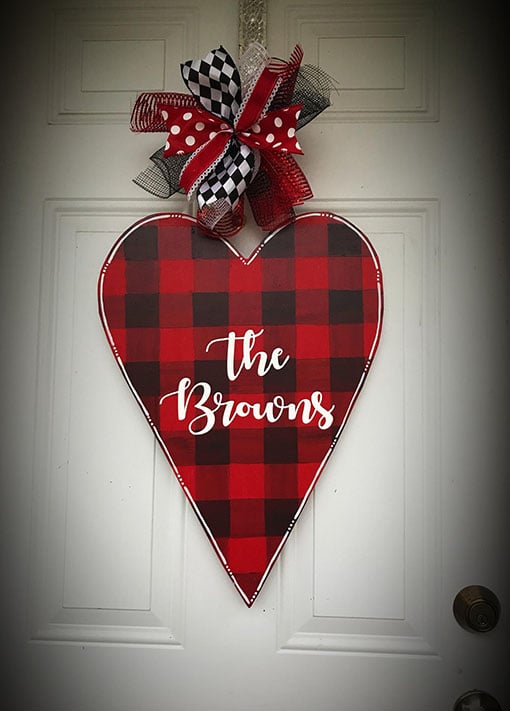 Furnitureflipalabama Valentine door hanger personalized wreaths buffalo check plaid