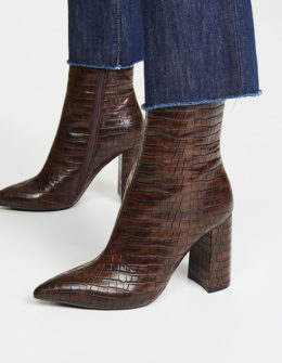 Jeffrey Campbell Siren 3 Booties Brown Croco croc embossed boots women