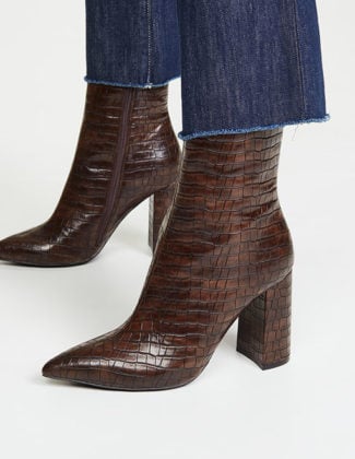 Jeffrey Campbell Siren 3 Booties Brown Croco croc embossed boots women