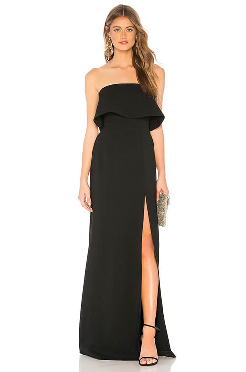 Lovers + Friends Anzen Gown Black strapless dresses ruffled