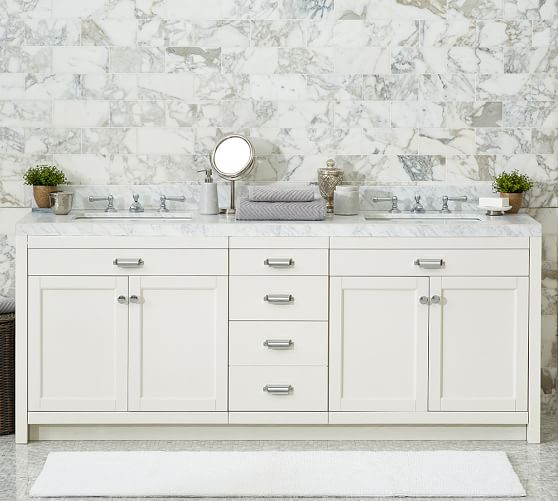 Pottery Barn Davis Double Sink Vanity – 78.25"​ pottery barn organized home sale