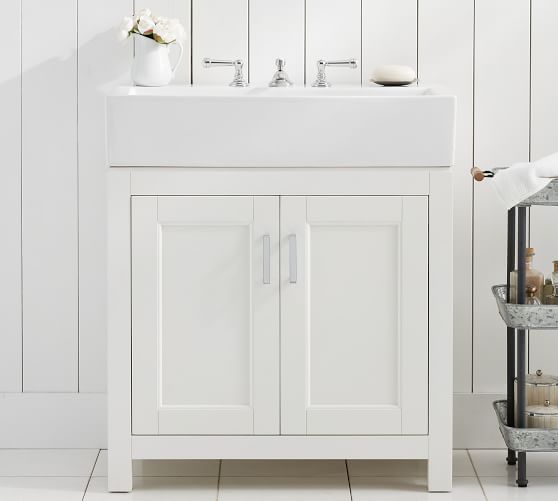 Pottery Barn Modern Farmhouse Single Sink Vanity White – 31.5" organized home sale