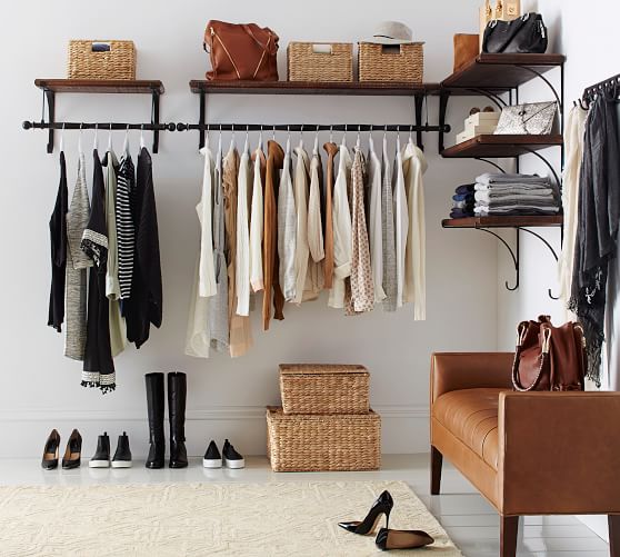 Pottery Barn New York Closet Clothing Rod & Shelf pottery barn orgnized home sale